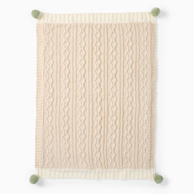 Cozy Cable Knit Baby Blanket, Neutral