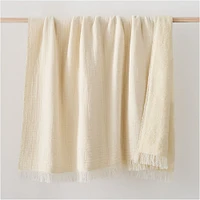 Boucle Gauze Throw, 50x60, Alabaster