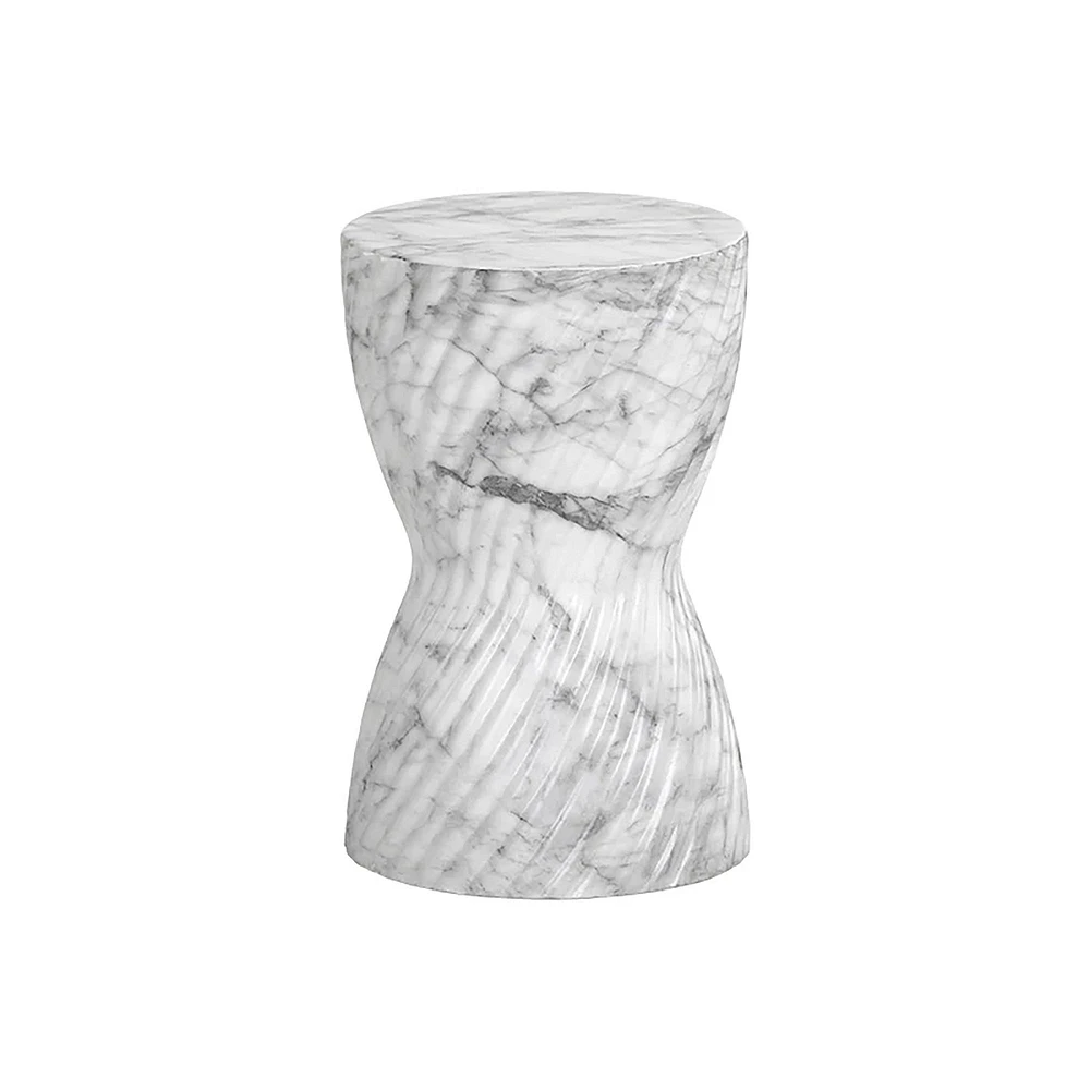 Sigourney 12" Curved End Table, White Marble
