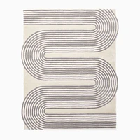 Swoosh Tufted Wool Rug, 2.5'x7', Sand