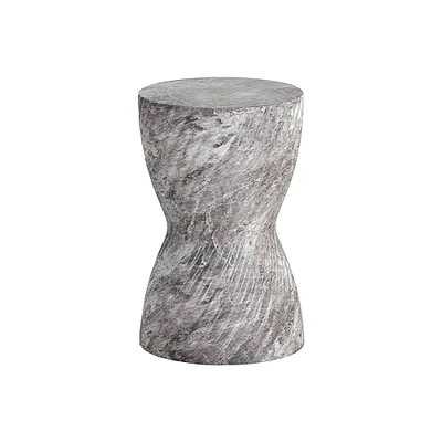 Sigourney 12" Curved End Table, White Marble