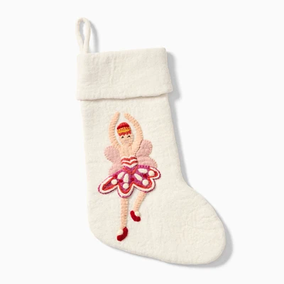 Felt Nutcracker Stocking Light, Pink Dress Sugarplum Fairy