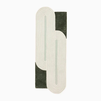 Runway Tufted Wool Rug, 2.5'x7', Evergreen