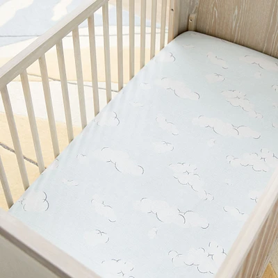 Joseph Altuzarra Clouds Crib Sheet, Sky Blue