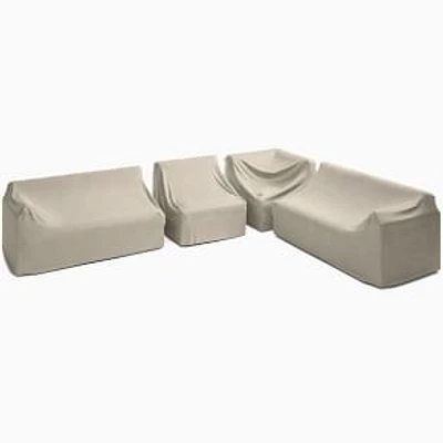 Santa Fe Slatted 4 Piece Sectional Set 6: L-Shaped 4 Piece Sectional Protective Cover