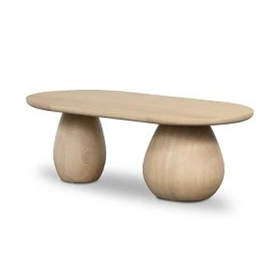 Orb Base 43.5" Oval Coffee Table, Light Natural