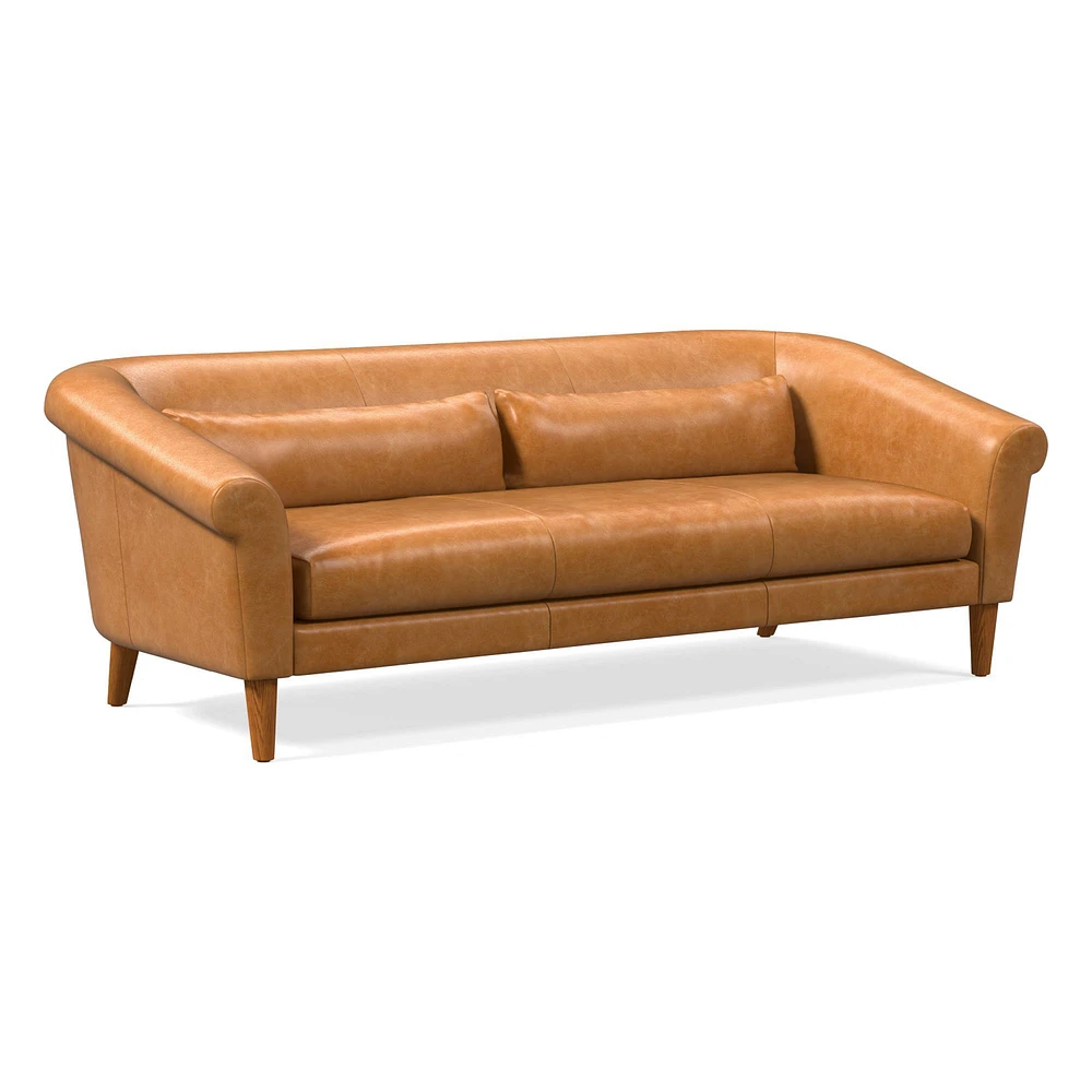 Parlour  82" Sofa, Ludlow Leather, Gray Smoke, Pecan