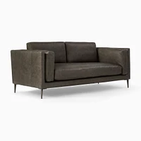 Anton 96" Sofa, Saddle Leather, Nut, Polished Dark Pewter