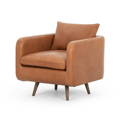 Round Back Leather Swivel Chair, Haven Tobacco