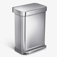 Liner Rim Rectangular Step Can, Brushed, 45L