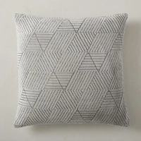 Geo Facet Jacquard Velvet Pillow Cover, 20"x20", Frost Gray