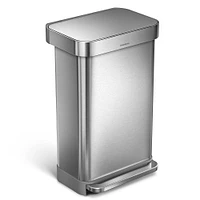 Liner Rim Rectangular Step Can, Brushed, 45L