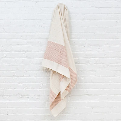 Riviera Handwoven Cotton Bath Towel, Blush