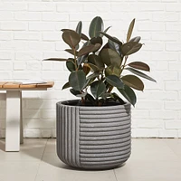 Cecilia Ficonstone Indoor/Outdoor Planter, Medium, 18.1"D x 14.9"H, Black