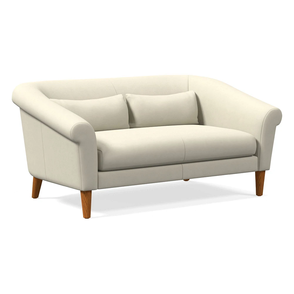 Parlour  82" Sofa, Ludlow Leather, Gray Smoke, Pecan