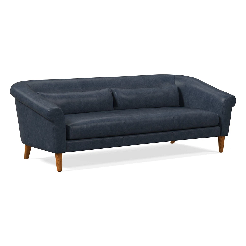 Parlour  82" Sofa, Ludlow Leather, Gray Smoke, Pecan