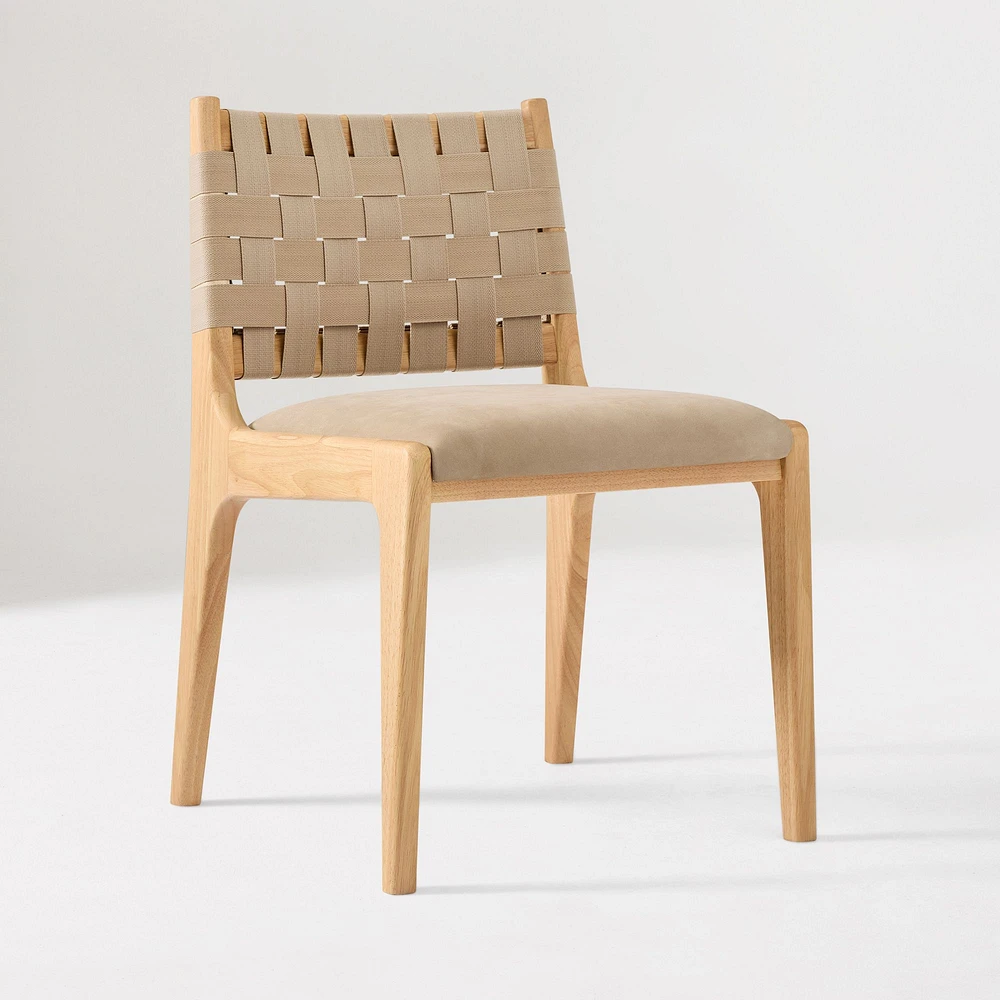 Dunham Dining Chair, Saddle Leather, Nut, Black, Black Straps