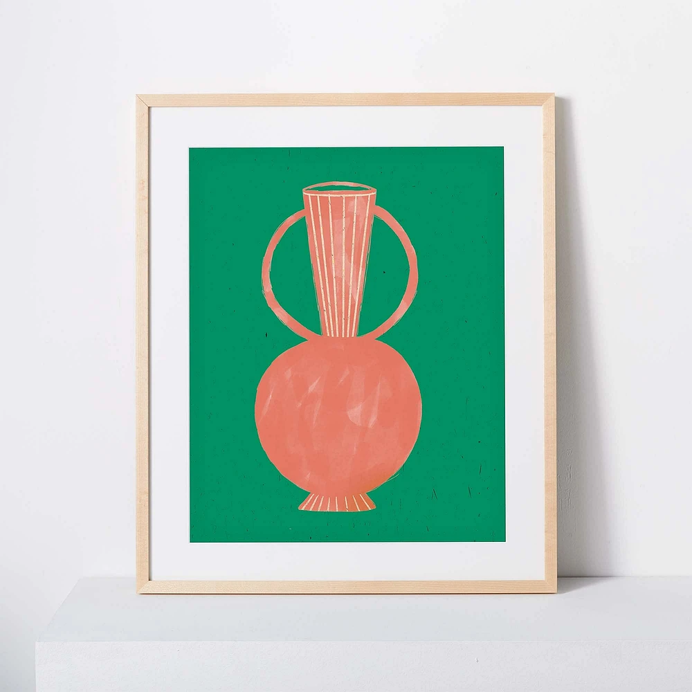 Kate Arends Framed Print, Green Vase, 11"x14"