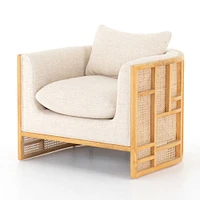 Upholstered Grid Back Chair, Black