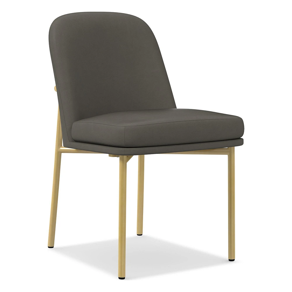Jack Metal Frame Dining Chair, Vegan Leather, Snow, Dark Bronze