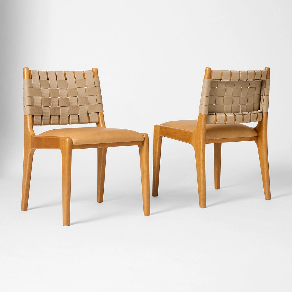 Dunham Dining Chair, Saddle Leather, Nut, Black, Black Straps