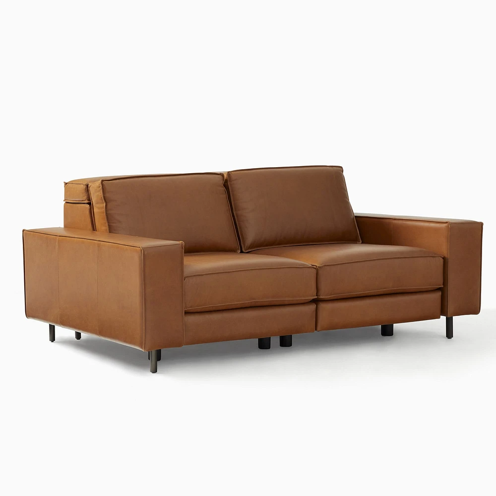 Axel Motion 78" Sofa, Saddle Leather, Nut, Dark Bronze