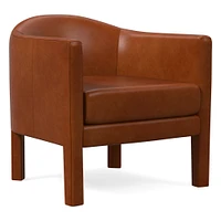 Isabella Fully Upholstered Chair, Saddle Leather, Nut