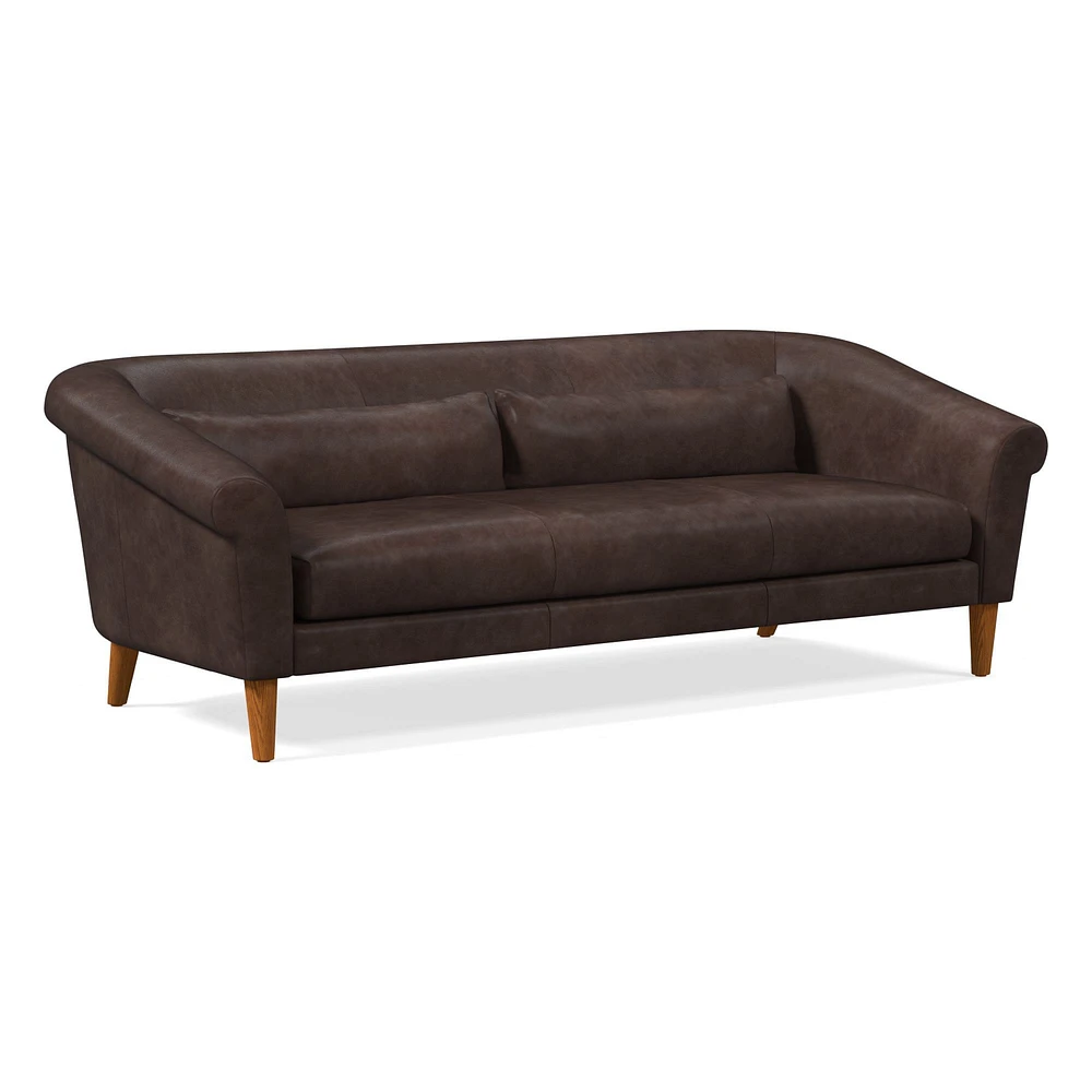 Parlour  82" Sofa, Ludlow Leather, Gray Smoke, Pecan