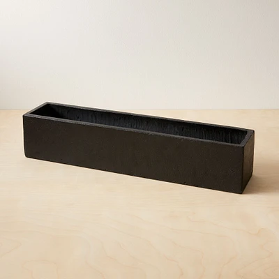 Cityscape Ficonstone Tabletop Planter, Rectangle, 5"W x 24"D 4.75"H, Black