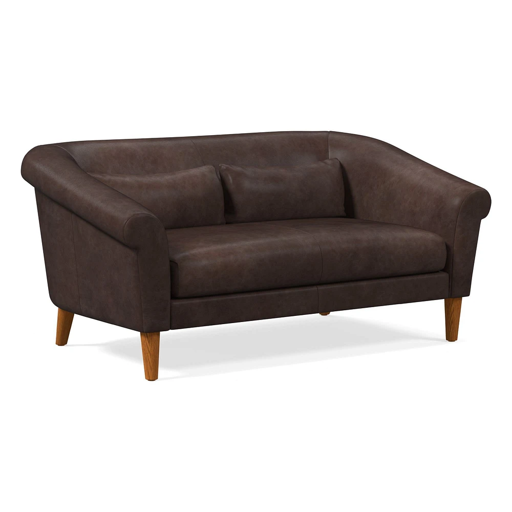 Parlour  82" Sofa, Ludlow Leather, Gray Smoke, Pecan