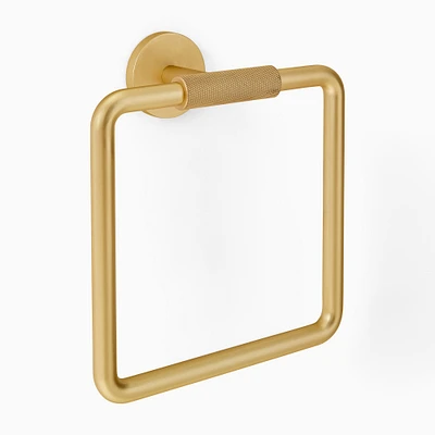 Knurled Bath Hardware, Towel Ring, Metal, Antique Brass