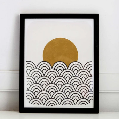 Pauline Stanley Studio Wall Art, Waves & sun, Wood Frame, Earthy Natural