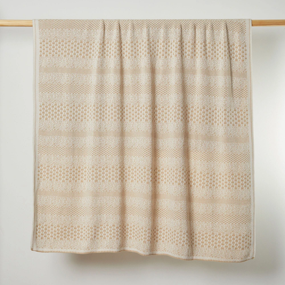 Pixels Throw Blanket Cotton Natural/Tan 60X50