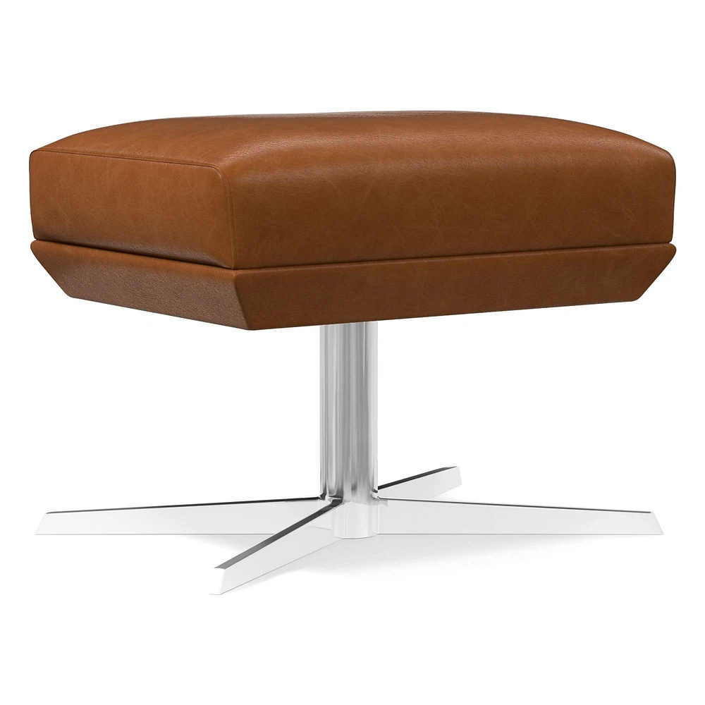 Austin Swivel Ottoman, Poly, Saddle Leather, Nut, Dark Bronze