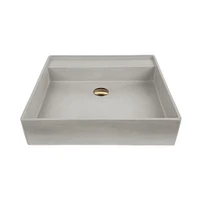 Monterey Square Handmade Vessel Sink, Stone