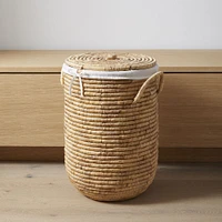 Two-Tone Woven Seagrass, Hamper, Small, 15.4"W x 22"H