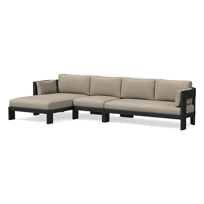 Caldera Outdoor Aluminum Sectional, Set 5: Left Arm Chaise + Armless Single Right Sofa Cushion Cover, Canvas, Natural