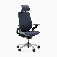 Steelcase Gesture Armed Task Chair With Lumbar, Hard Casters, Headrest, Black Frame, Remix, Pebble