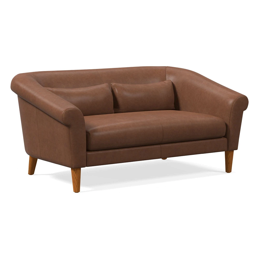 Parlour  82" Sofa, Ludlow Leather, Gray Smoke, Pecan