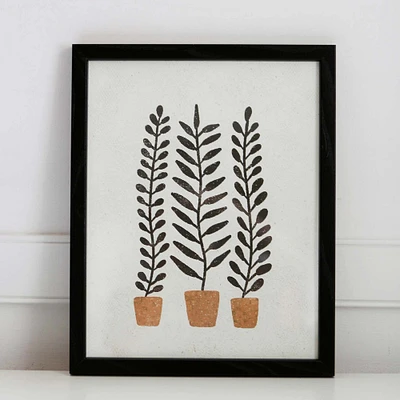 Pauline Stanley Studio Wall Art, Potted Ferns, Black Wood Frame, Earthy & Natural