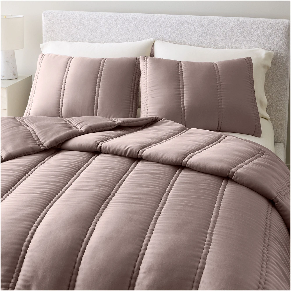 Tencel Plush Full/Queen Comforter, Mauve