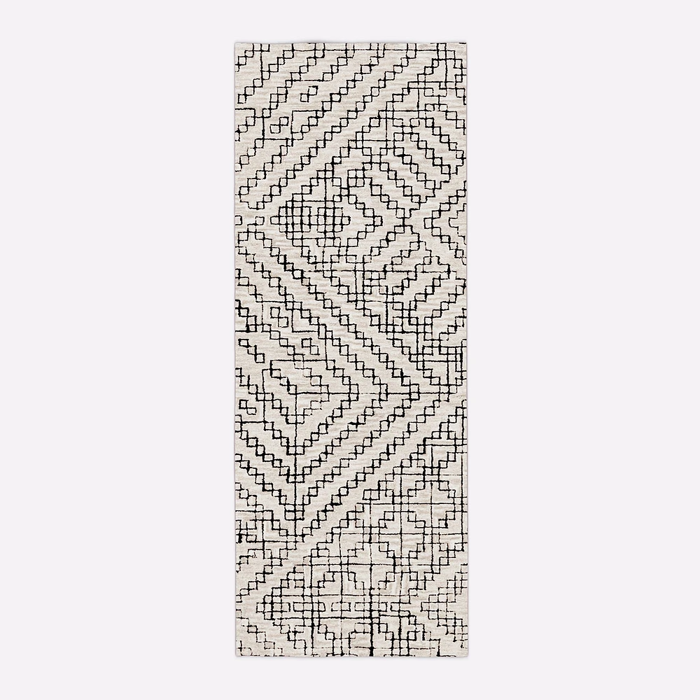 Chip & Dent: Stone Tile Wool Rug, 2.5x7, Alabaster