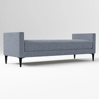 Anton End of Bed Bench, Poly, Yarn Dyed Linen Weave, Alabaster, Polished Dark Pewter