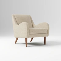 Sebastian Chair, Poly , Yarn Dyed Linen Weave, Alabaster, Pecan