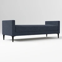 Anton End of Bed Bench, Poly, Yarn Dyed Linen Weave, Alabaster, Polished Dark Pewter