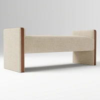 Schaefer 58" Bench, Yarn Dyed Linen Weave, Alabaster, Cool Walnut