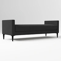 Anton End of Bed Bench, Poly, Yarn Dyed Linen Weave, Alabaster, Polished Dark Pewter