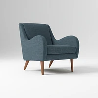 Sebastian Chair, Poly , Yarn Dyed Linen Weave, Alabaster, Pecan