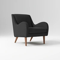 Sebastian Chair, Poly , Yarn Dyed Linen Weave, Alabaster, Pecan