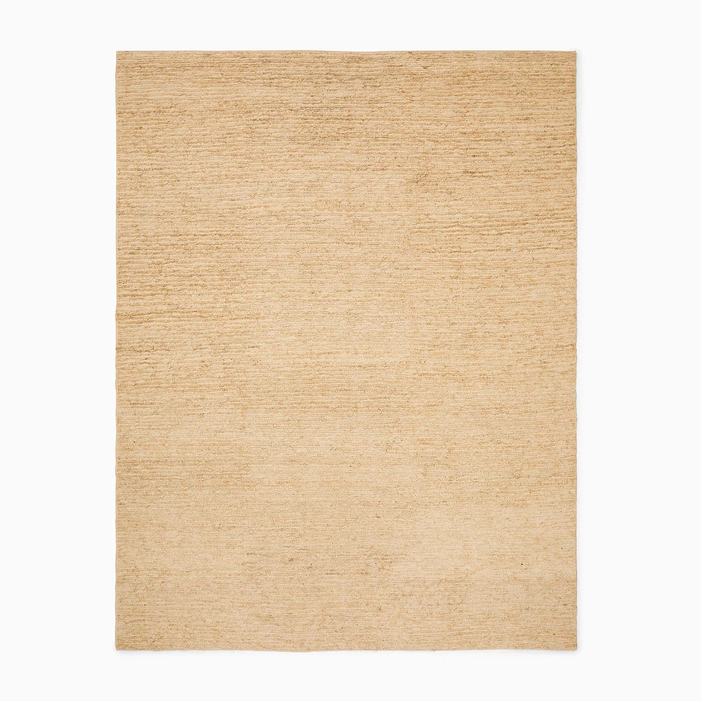 Luxe Handknotted Rib Jute Rug, 5x8 Feet, Bleached